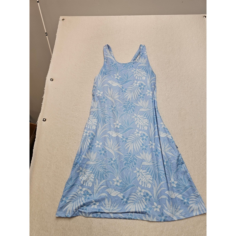 Freedom Trail by Kyodan Blue Tropical Floral Jersey Dress Built-in Bra Small